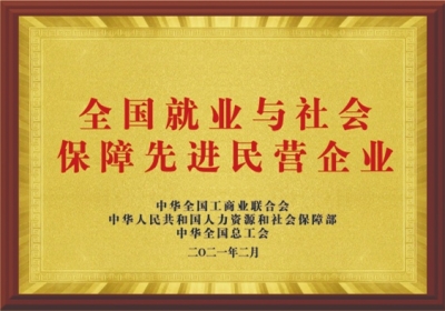 全國就業(yè)與社會保障先進(jìn)民營企業(yè)